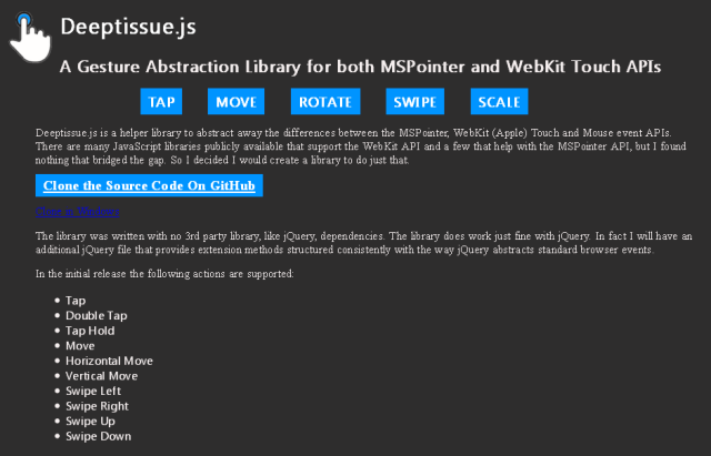 WebDesign Gestion dévénements tactiles inter-navigateurs - DeepTissue.js